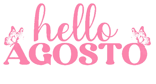 Hello Agosto Sign With Butterflies