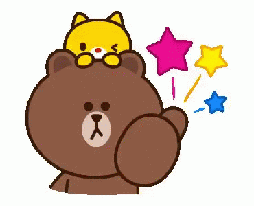 Hello Animated Line Friends Brown Bear GIF