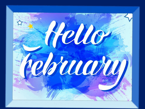 Hello February Beautiful Blue Artwork GIF