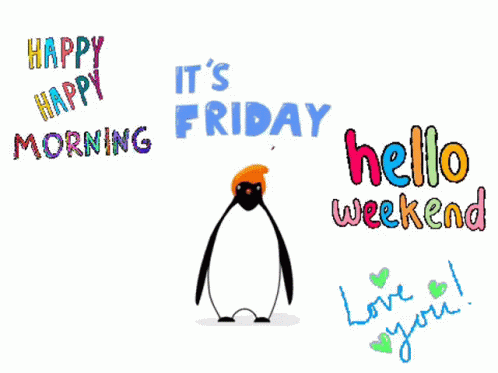 Hello Friday Penguin Jump GIF