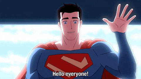 Hello Friends Animated Superman In Space GIF