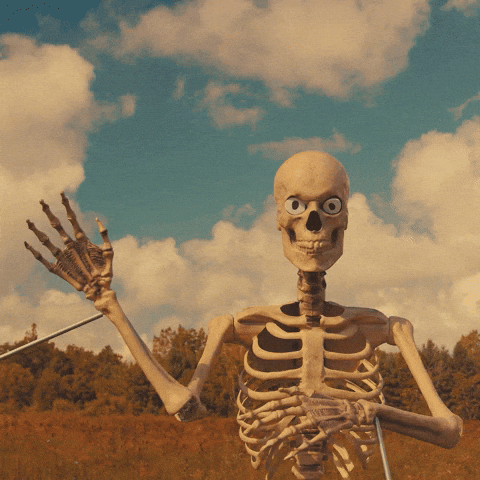 Hello Friends Skeleton Waving GIF