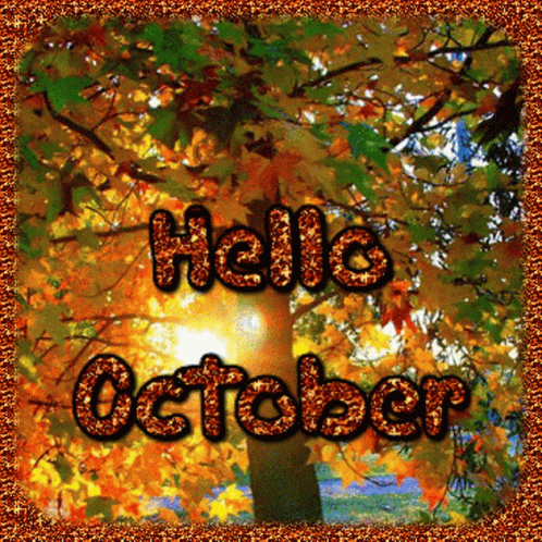 Hello Happy October Glitter Text GIF