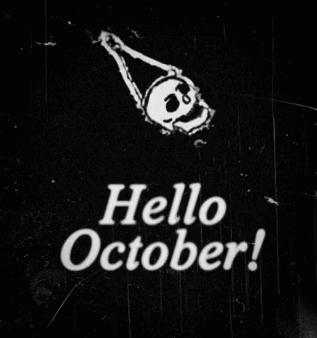 Hello Happy October Spinning Skull GIF