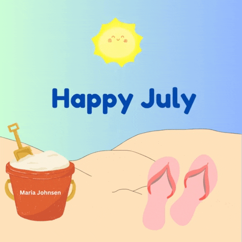 Hello July Beach Day GIF
