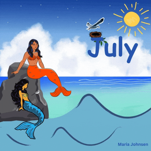 Hello July Ocean Mermaid GIF