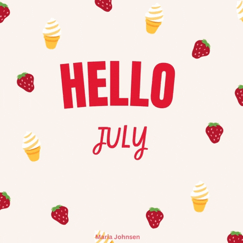 Hello July Strawberry Ice Cream GIF