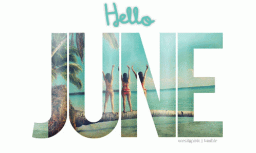Hello June Poster Beach and Mountains