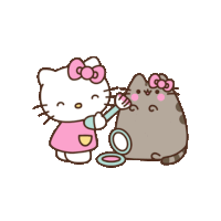 Hello Kitty And Pusheen Sticker GIF