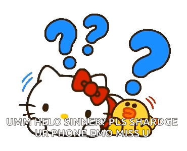 Hello Kitty And Sally Are Looking At Each Other With Question Marks . GIF
