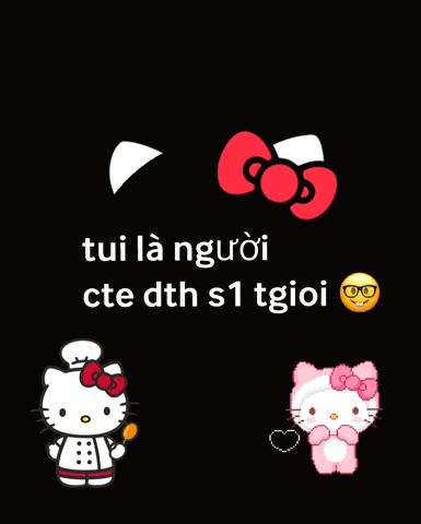 Hello Kitty and Smiley With Glasses on Black Background