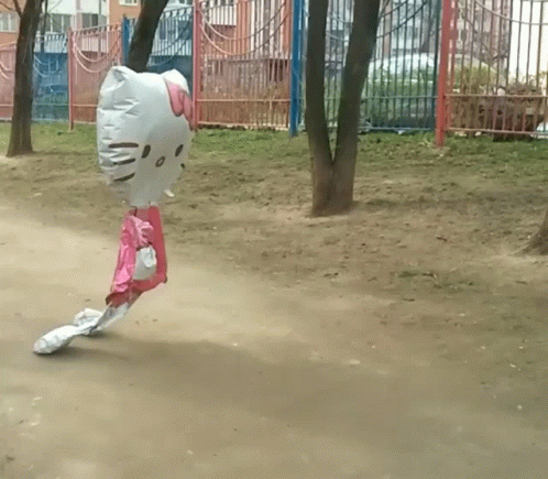Hello Kitty Balloon Deflating GIF