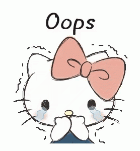 Hello Kitty Crying With Pink Bow Saying Oops