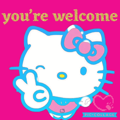 Hello Kitty Greeting Card Saying You're Welcome GIF