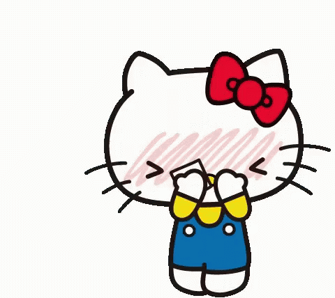 Hello Kitty Holding Love You Sign With Hearts GIF