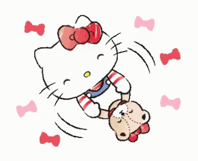 Hello Kitty Holding Teddy Bears