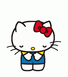 Hello Kitty In Blue Overalls And Red Bow GIF