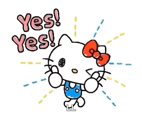 Hello Kitty Is Wearing A Blue Shirt And A Red Bow On Her Head . GIF