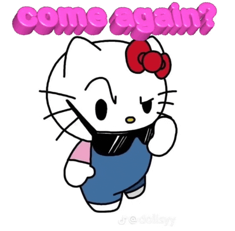 Hello Kitty Is Wearing Sunglasses And A Mask And Says Come Again ? GIF