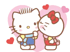 Hello Kitty Kissing Hello Kitty with Hearts
