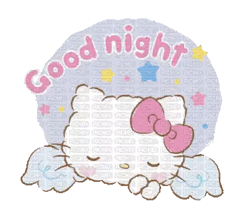 Hello Kitty Saying Goodnight