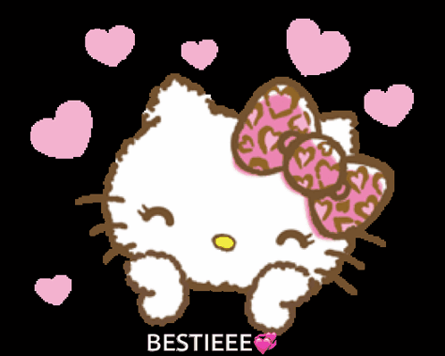 Hello Kitty Surrounded by Pink Hearts Bestieee