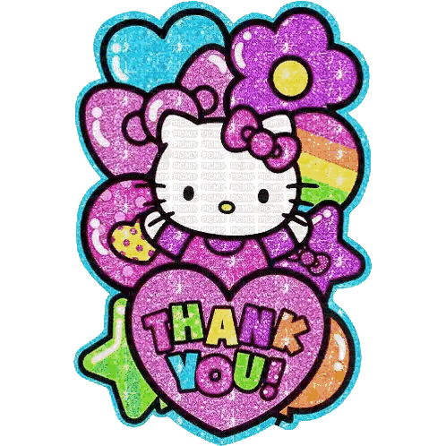 Hello Kitty Thank You Card with Hearts and Balloons