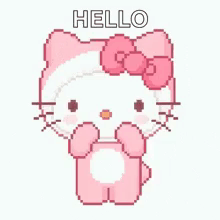 Hello Kitty Wearing Pink And White Outfit GIF