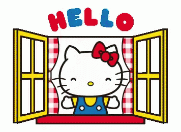 Hello Kitty Wednesday Opening The Window GIF