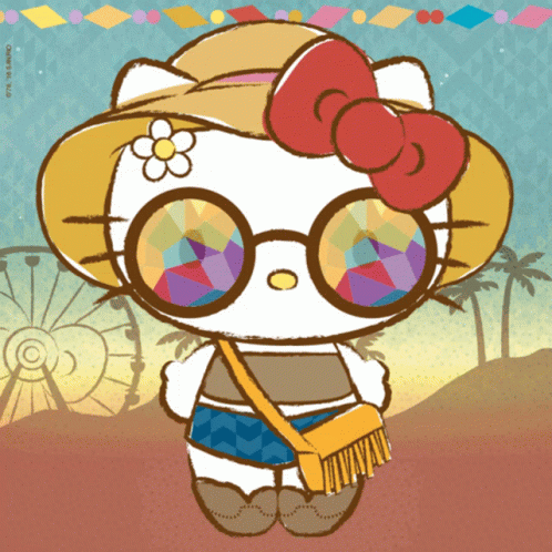 Hello Kitty With Hat And Glasses GIF