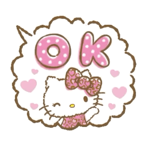 Hello Kitty with Pink Bow Surrounded by Hearts