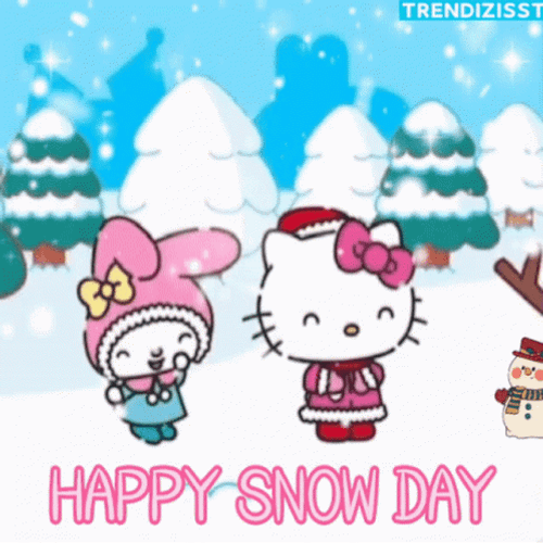Hello Kity And My Melody Happy Snow Day GIF