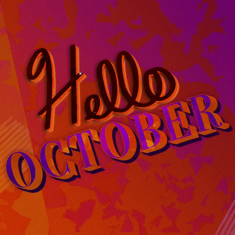Hello October Glistening Text Characters GIF
