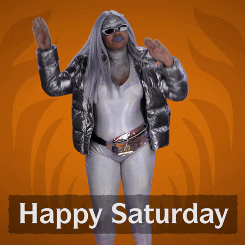 Hello Saturday Woman Grooving Up And Down GIF
