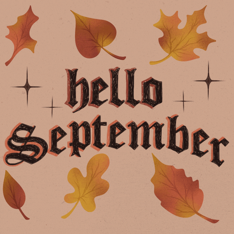Hello September Fall Leaf Animated GIF