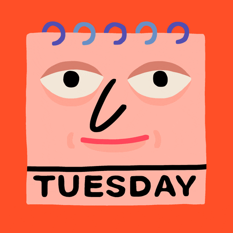 Hello Tuesday Calendar Face Eye Rolling GIF
