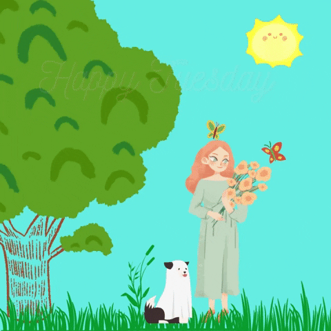 Hello Tuesday Flower Garden Animation GIF