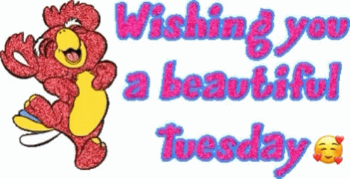 Hello Tuesday Glittery Happy Bear GIF