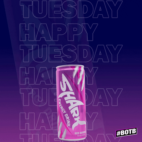 Hello Tuesday Shark Canned Soda Ad GIF