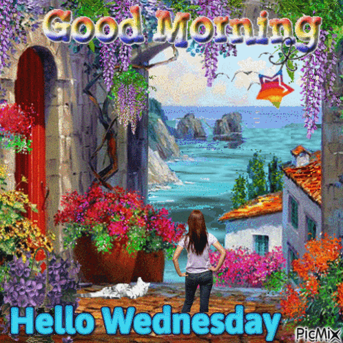 Hello Wednesday Cozy Village GIF