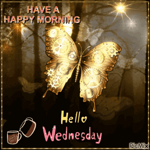 Hello Wednesday Glowing Butterflies GIF