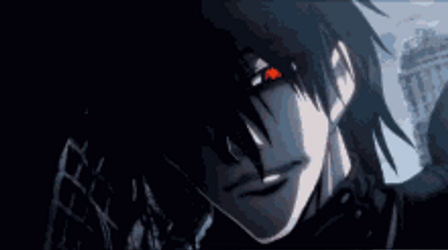 Hellsing Anime Alucard Happy Smile Talking Red Eye GIF