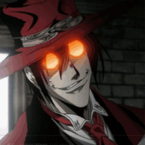 Hellsing Anime Alucard Smirk Red Glasses Gun GIF