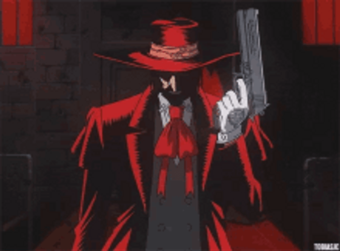 Hellsing Anime Alucard Vampire Bite Cool Gun GIF