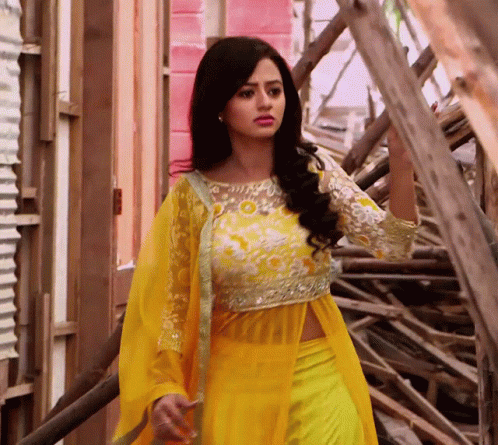 Helly Shah Yellow Dress GIF