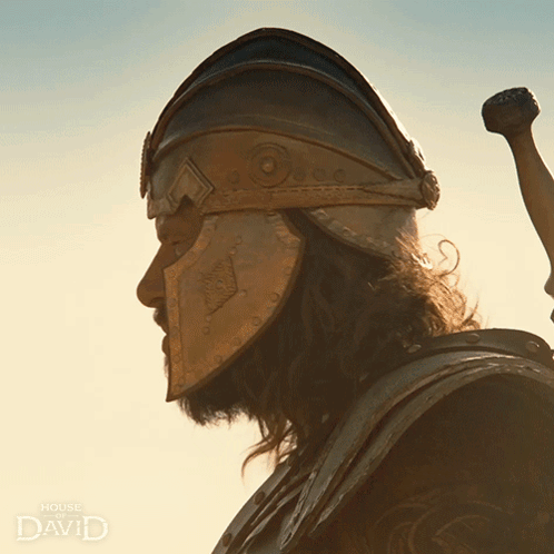 Helmeted Man Sword House of David Ad
