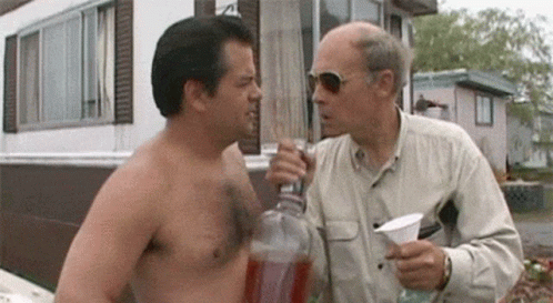 Helping Old Man On Chugging Beer GIF