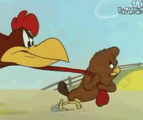 Henery Hawk Pulling Foghorn Leghorn GIF