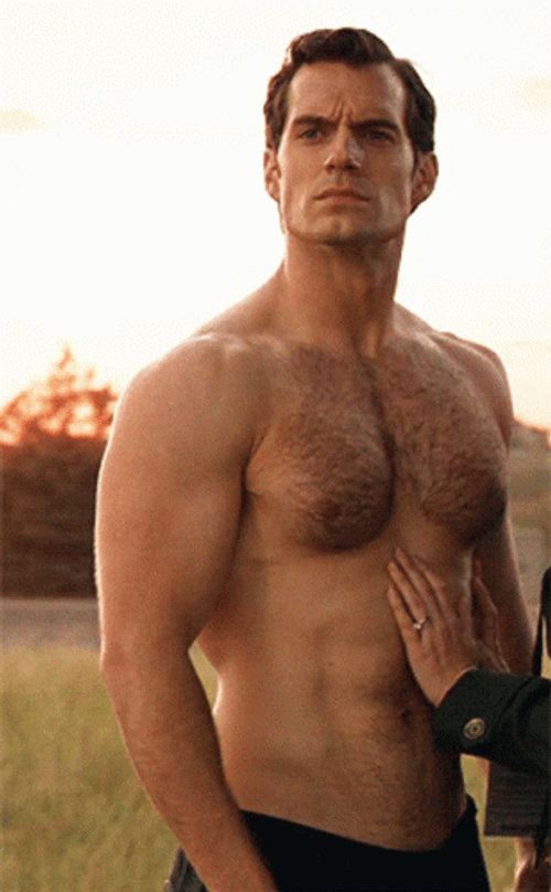 Henry Cavill As Superman Topless Staring GIF