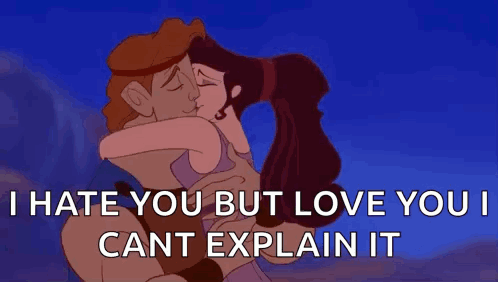 Hercules and Megara Kissing I Hate You Love You